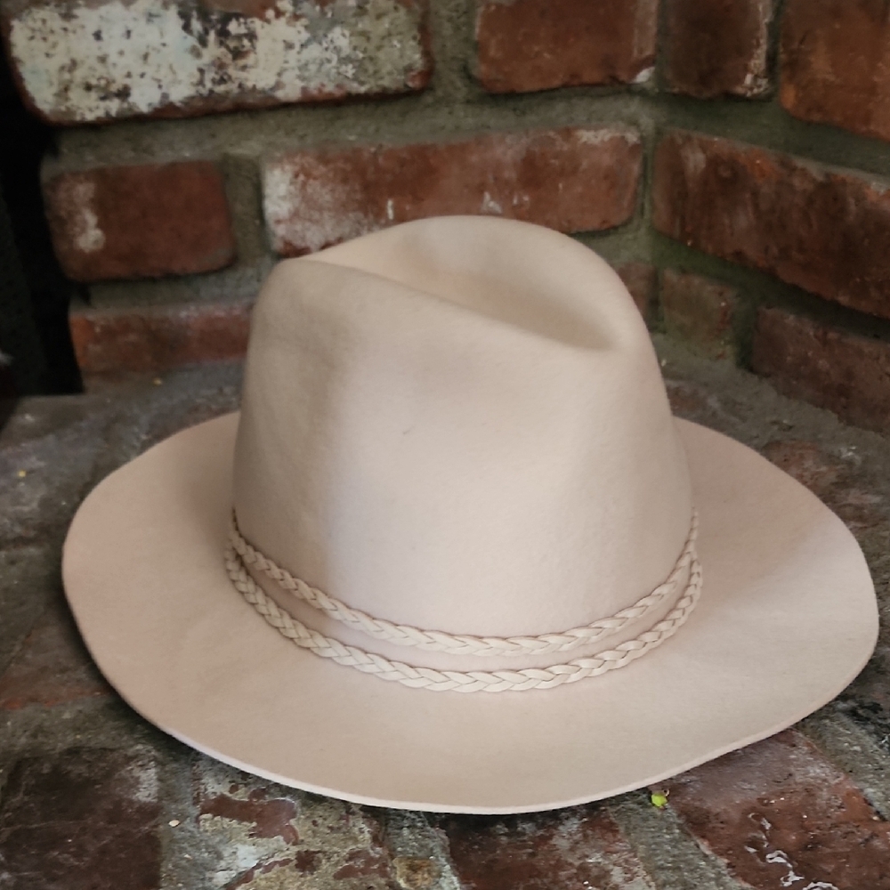 Michael Stars Blush Pink Wool Fedora Hat | Braided Band